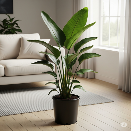 Indoor Birds of Paradise in Black Growers Pot (Strelitzia Nicolai): 3 Feet Tall